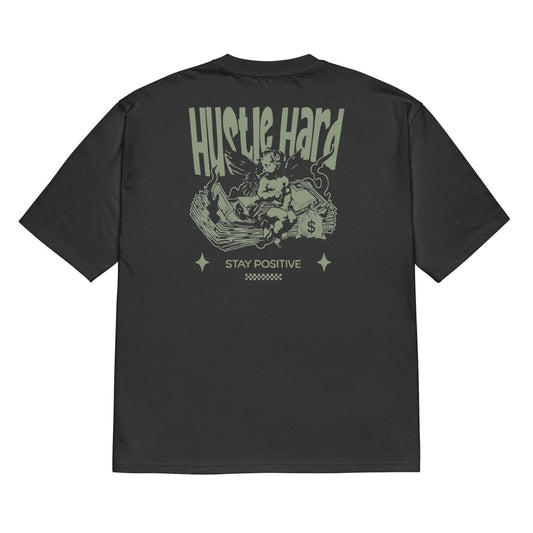 Hustle Oversized T-shirt - Faded Black Unisex
